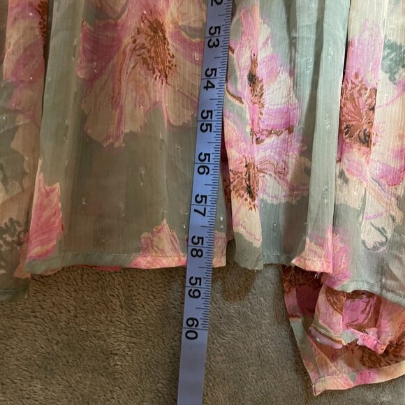 Express Women Light Chiffon Floral Girly Bloomcore Boho Maxi Wrap Cover Up Small - Picture 12 of 14